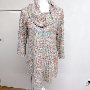 Indigo Pink and Blue Cowl Neck Sweater